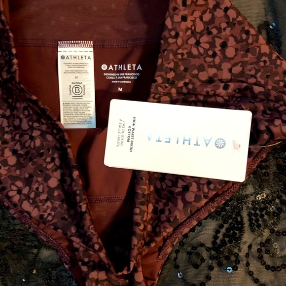 NWT Athleta Triangle Decadent Chocolate Tankini/High Waist Bikini Bottom, B Cup - Picture 6 of 14